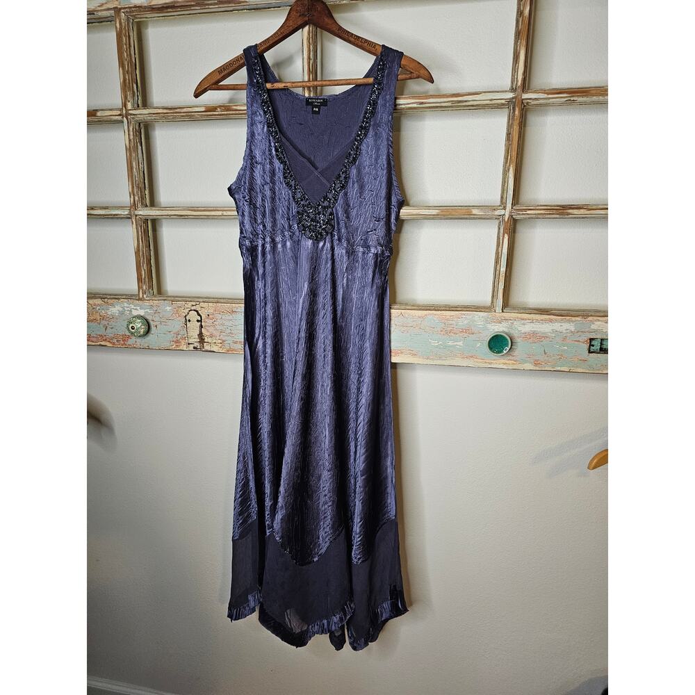 Komarov Blue Sleeveless lightweight Handkerchief Hem Ladies Dress size Small - Picture 2 of 13